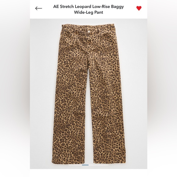AE Stretch Leopard Low-Rise Baggy Wide-Leg Jeans NWT - Picture 7 of 7